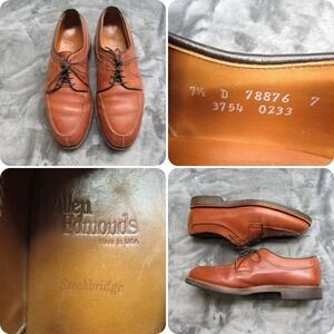 Allen Edmonds Stockbridge Dress Shoes Mens 7.5D Brown Leather Oxfords USA Made‎